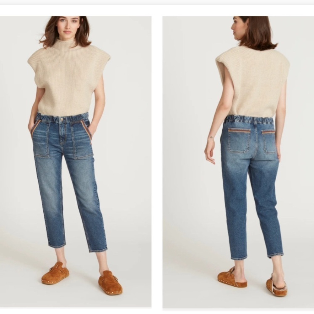 DRIFTWOOD ELIZA bohemian woman elastic waist casual capri boho jogger jean MED